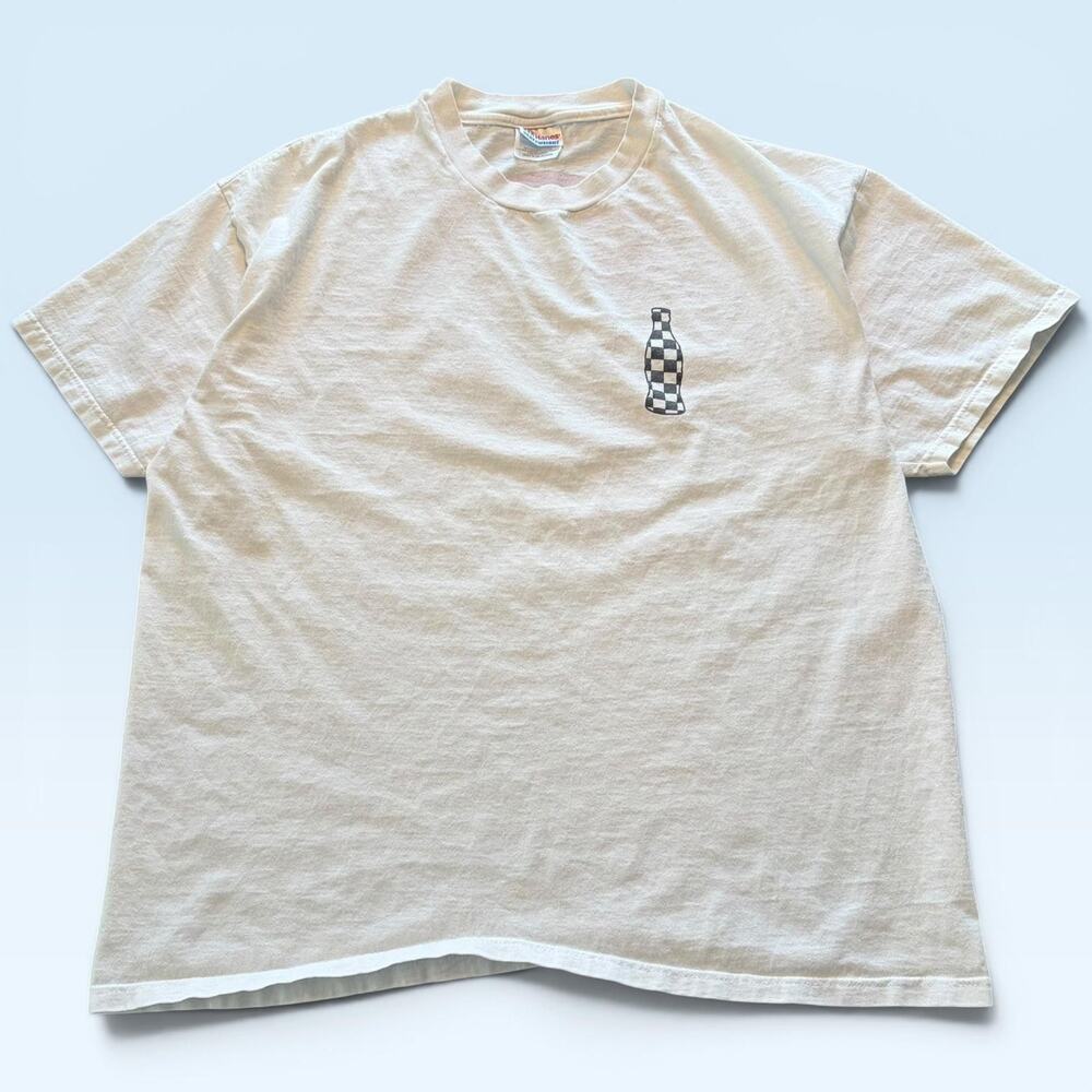 Vintage Coca-Cola Shirt Mens XL White Hanes Checkerboard Bottle Tee T-Shirt